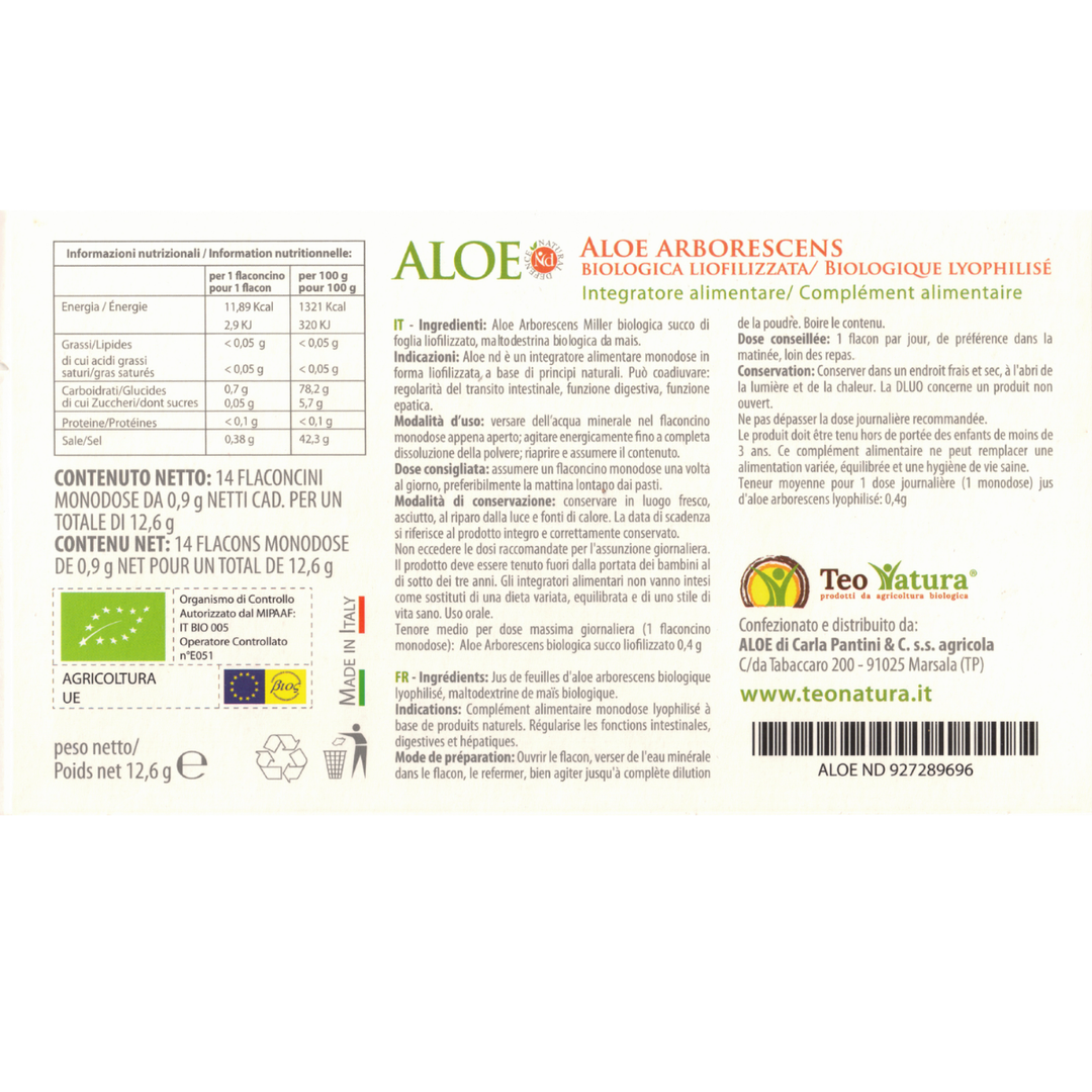 Aloe Arborescens Liofilizzata Bio | ALOE ND | Integratore Concentrato - 14 Fialette