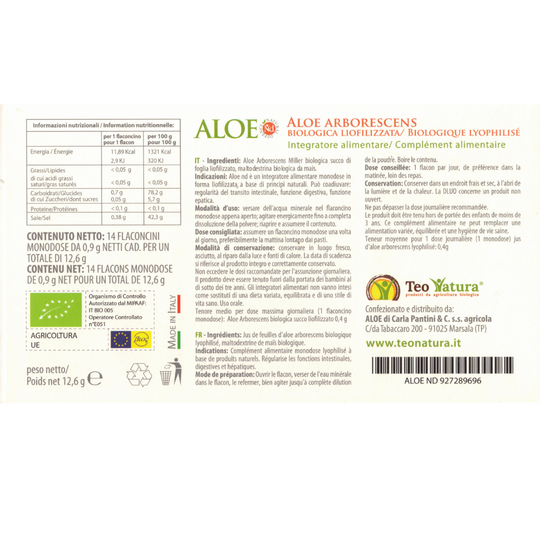 Aloe Arborescens Liofilizzata Bio | ALOE ND | Integratore Concentrato - 14 Fialette